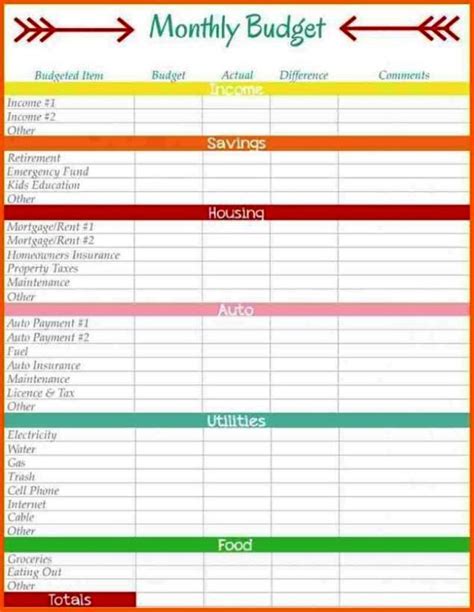 Printable Simple Monthly Budget Template Solardast