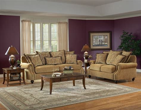 Beige Fabric Classic Living Room Sofa And Loveseat Set