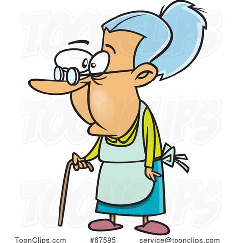 cartoon granny using a cane 67595 by ron leishman