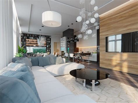 Gorgeous Open Concept Living Room In Contemporary Style Home Interior