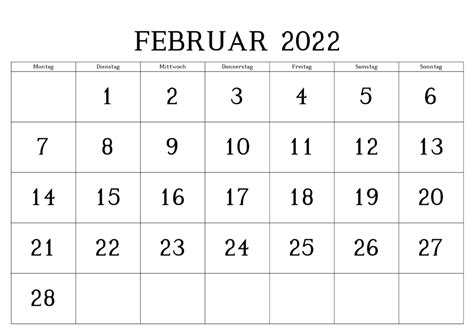 Kalender 2022 Februar Zum Ausdrucken Druckbarer 2023 Kalender