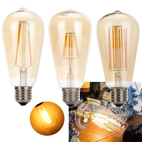 E27 Edison Led Filament Bulb Lamp St64 4w 6w 8w Vintage Antique Retro