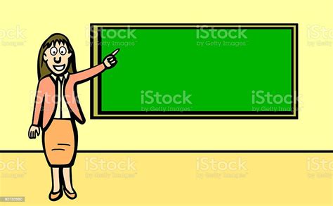Teacher Pointing At The Blackboard Stock Illustration Download Image Now Adult Adults Only