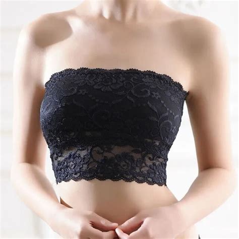 Summer Thin Style Lace No Steel Rling Black White Sleeveless Boob Tube Top Intimates Underwear