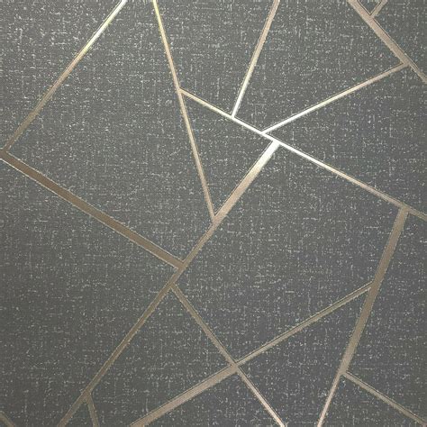 Triangle Geometric Lines Wallpaper Gray Bronze Metallic Textured Wall