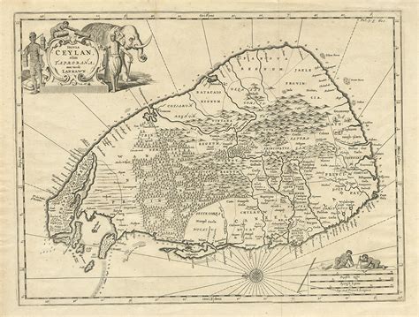 Antique Map Ceylon By Churchill 1732