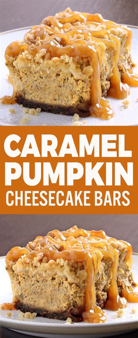 Caramel Pumpkin Cheesecake Bars Sugar Apron