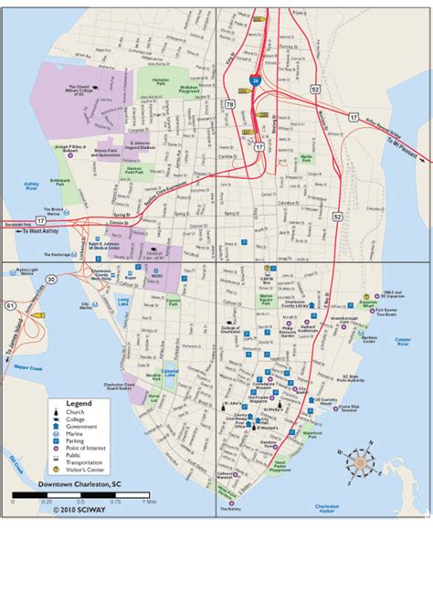 Printable Map Of Charlestons Historic Downtown Peninsula Charleston