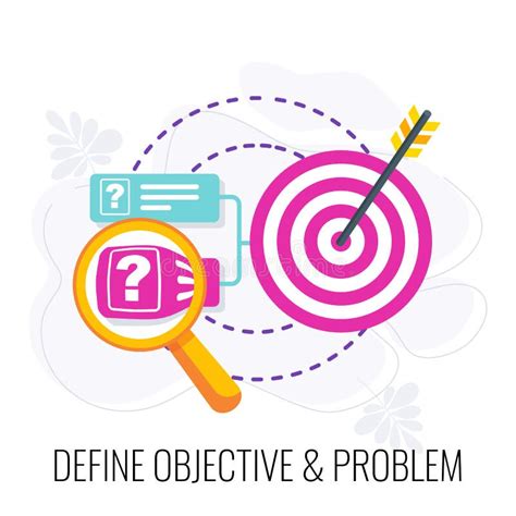 Define Objective And Problem Icon Market Research Stock Vector