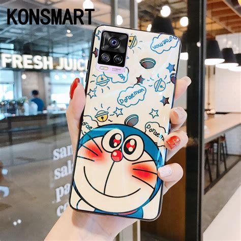 konsmart เคสโทรศัพท์vivo v20 pro new casing doraemon cute cartoon couple soft phone case blu ray