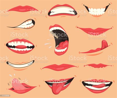 Ekspresi Mulut Bibir Dengan Berbagai Emosi Ekspresi Wajah Bibir Wanita
