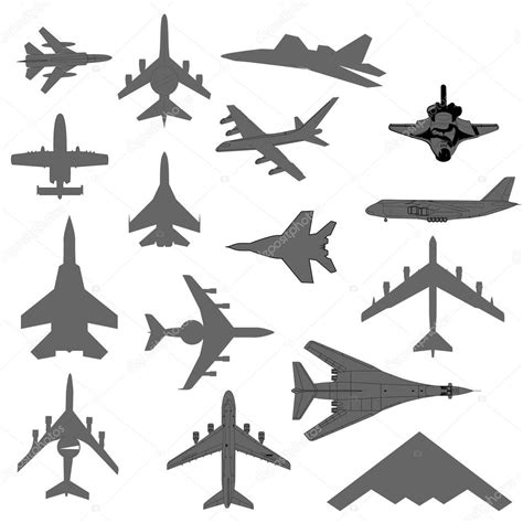 Military Combat Airplane Silhouettes Set — Stock Photo © Aarrows 4512005