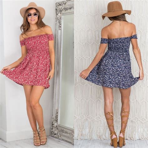 2018 Sexy Off Shoulder Print Summer Casual Dress High Waist Pleated