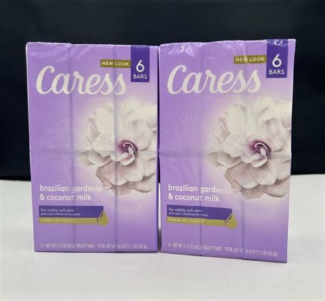 2 Caress Brazilian Gardenia And Coconut Milk Bar Soap 6 Pack New Ebay