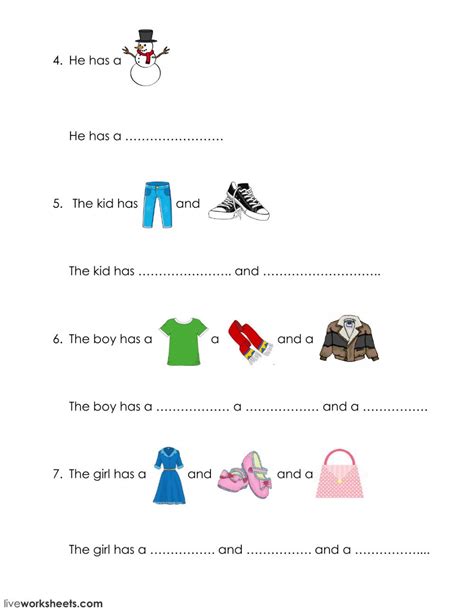 clothes  worksheet