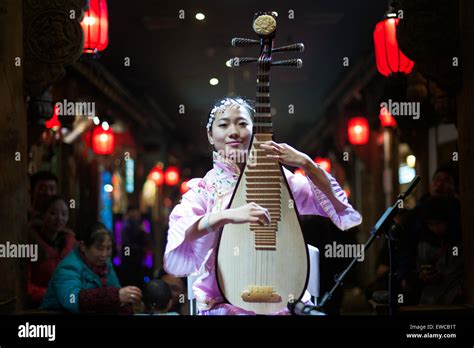 Chengdu December 29 2014 Chinese Musician Girl Playing Traditional