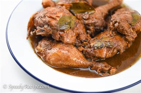 This recipe for chicken adobo tastes just right and the cooking time is around 30 minutes. Chicken Adobo Recipe - speedyrecipe.com