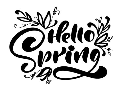 Calligraphy Lettering Phrase Hello Spring 343015 Vector Art At Vecteezy