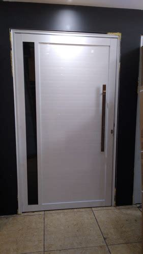 Porta Pivotante De Aluminio Branco 210x100 Linha 30 Completa Mercado