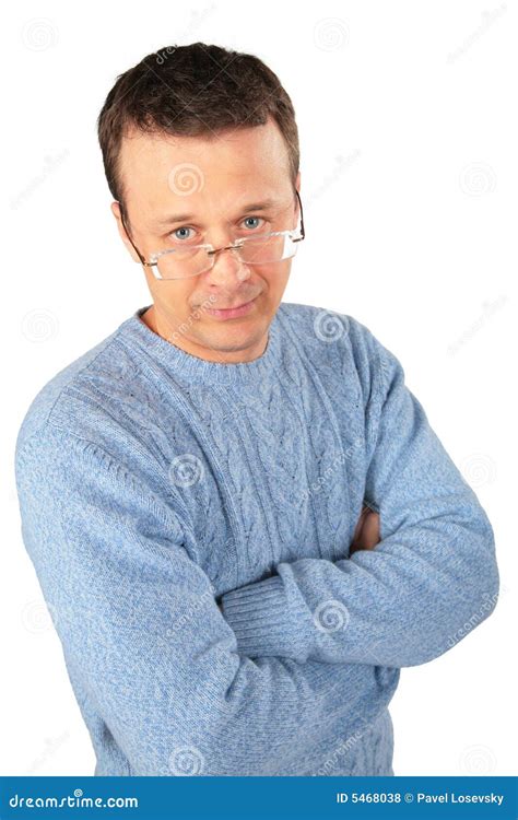 Man In Blue Sweater And Glasses Royalty Free Stock Photos Image