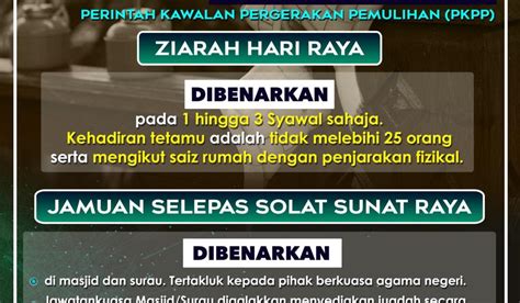 SOP Hari Raya Aidilfitri 2021 Ziarah Jamuan Selepas Solat Sunat Raya