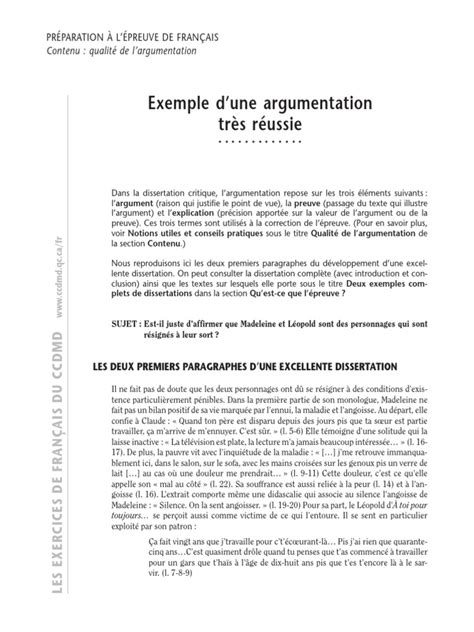 Exemple d'Une Argumentation Tres Réussie  Langue française  Argumentation