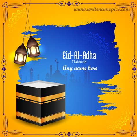 Eid ul adha mubarak wish with quote and name. Eid Al Adha 2020 Mubarak Card with Name editor