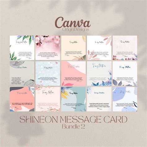Shineon Message Card Templates Canva Templates Editable Etsy Uk In
