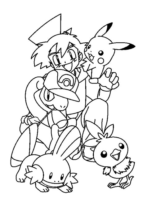 Coloriage Sacha et ses Pokémon