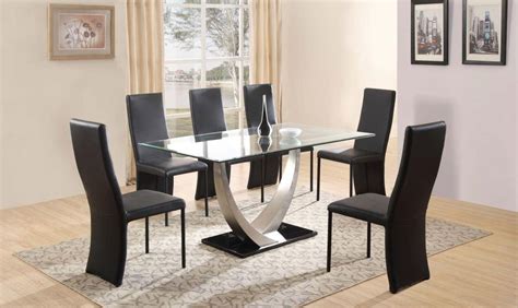 Thanks to the thickly padded seat and backrest, these artificial leather chairs are very comfortable to sit on. 20 Inspirations 6 Seat Dining Table Sets | Dining Room Ideas