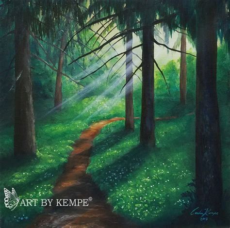 This Forest Path Painting Is A 12×12 Oilpainting By Cecilia Kempe