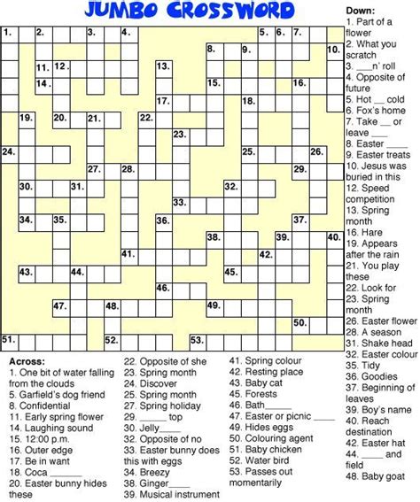Printable Jumbo Crossword Puzzles Printable Crossword Puzzles Online