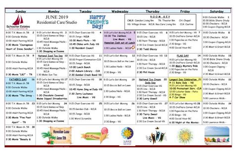 Activity Calendars For Seniors