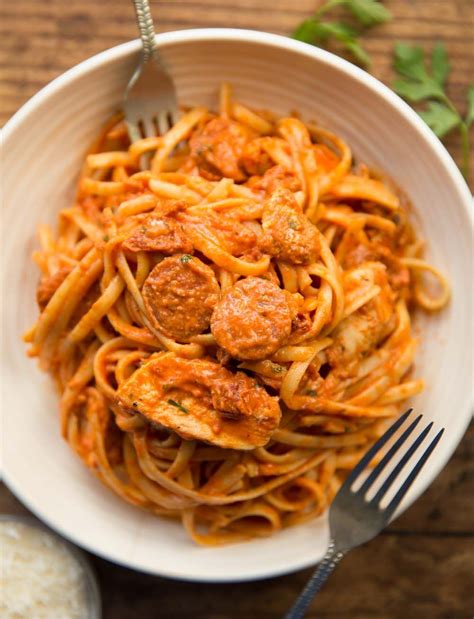 This Chicken And Chorizo Pasta Is Made With Juicy Pan Fried Chicken And