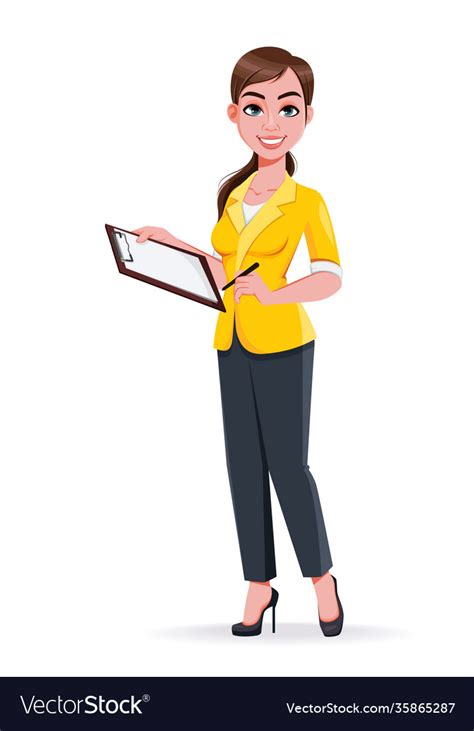 Young Beautiful Business Woman Cartoon Character Vector Image