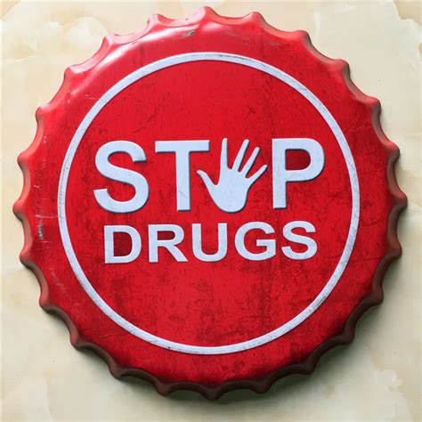 Stop Drugs Large Beer Cover Tin Sign Logo Plaque Vintage Metal Painting