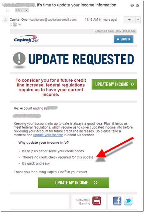 Dear sir / madam register. Capital One Uses Email to Request Cardholder Income Update ...