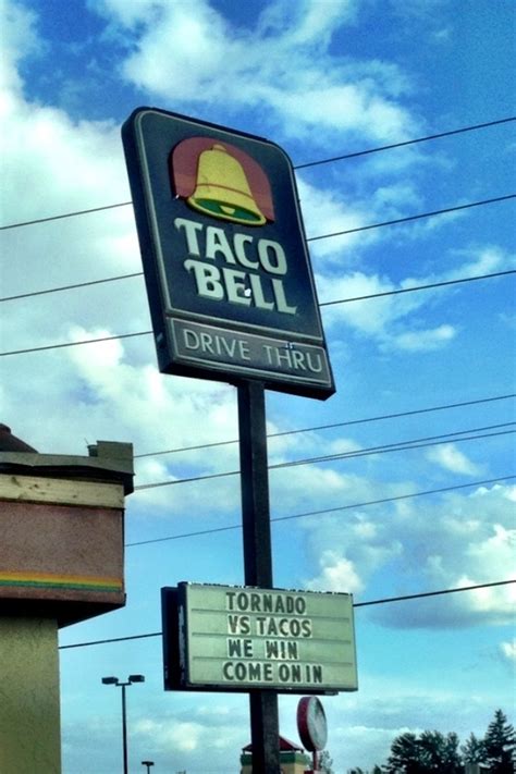 After A Local Taco Bell Was Hit By A Tornado They Decided A Broken Sign And Some Roof Damage Was
