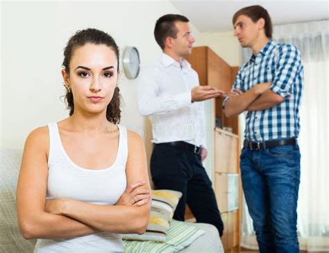 sad girl having argue with her friends stock image image of males indoors 68456739