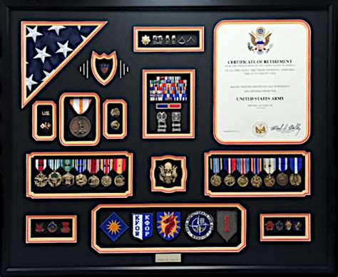 Us Army Retirement Triple Matted Shadow Box Display W Certificate