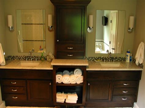 4 center drawers and 4 cabinet doors are functional. Double Vanity with Linen Cabinet | For Double Sink Vanity ...