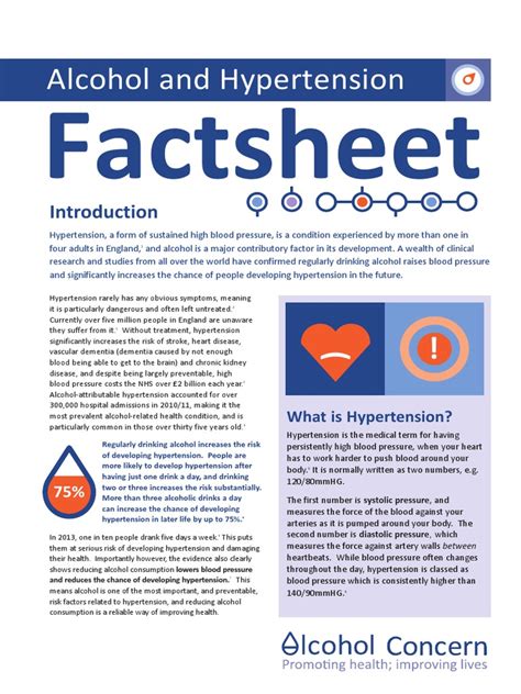 Alcohol And Hypertension Factsheet Hypertension Alcoholism