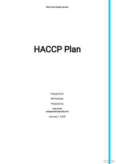 Haccp Plans Templates Pdf Format Free Download