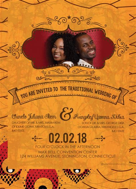 Printable African Wedding Invitation Card Bibi Invitations