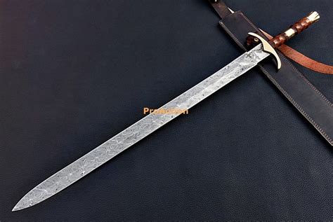 Remarkable Hand Forged Sword Longsword 37 Damascus Etsy