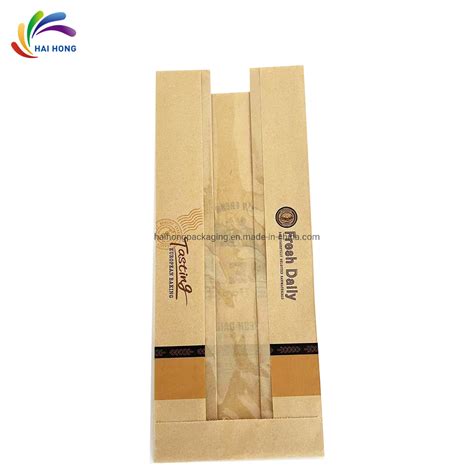 Eco Friendly Custom Kraft Paper Bread Packaging Bags With Window