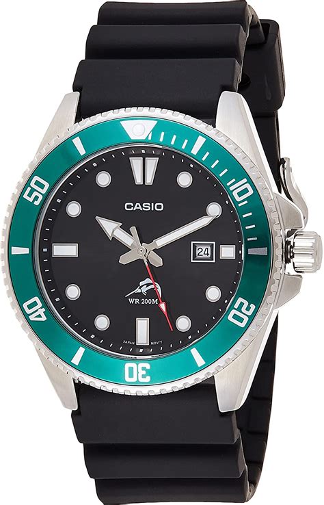 Casio Men S Mdv106 1av 200 M Wr Black Dive Watch Mdv106 1a Black Green Classic Buy Online