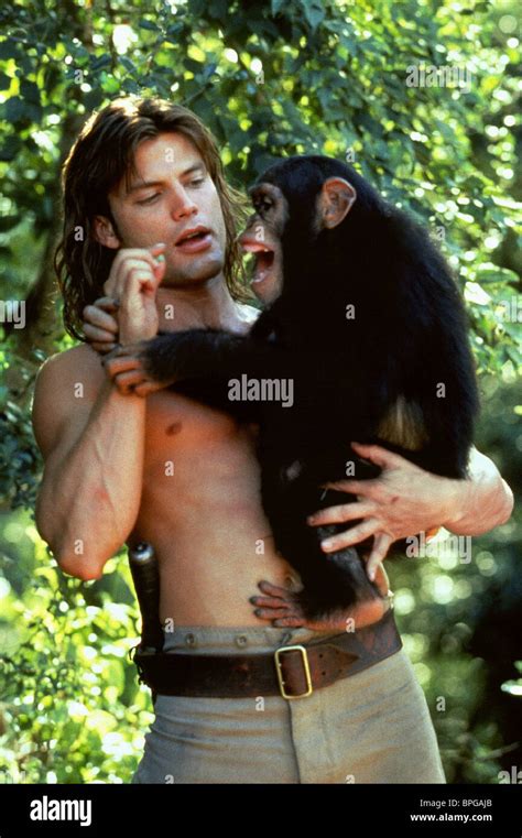 Casper Van Dien And Chimpanzee Tarzan And The Lost City 1998 Stock Photo