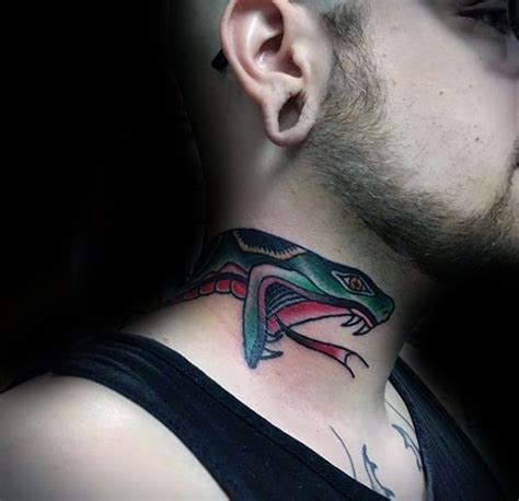 50 Traditional Neck Tattoos For Men Old School Ink Ideas