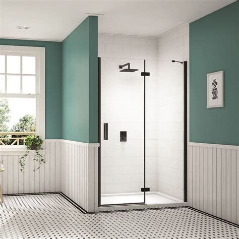 Merlyn Black Hinge And Inline Shower Door 1000mm In Recess
